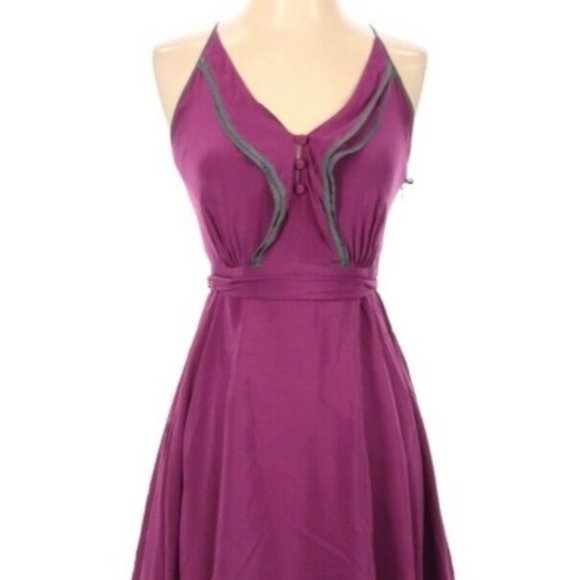 Anthropologie Plum Halter Silk Dress, Womens 6 - Picture 1 of 3